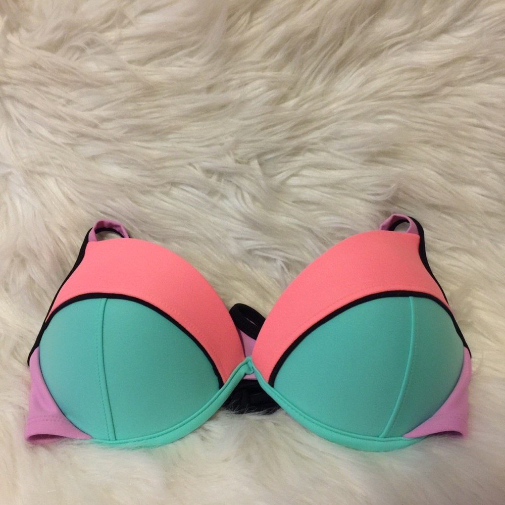 NEON COLORBLOCK BIKINI SWIMSUIT TOP